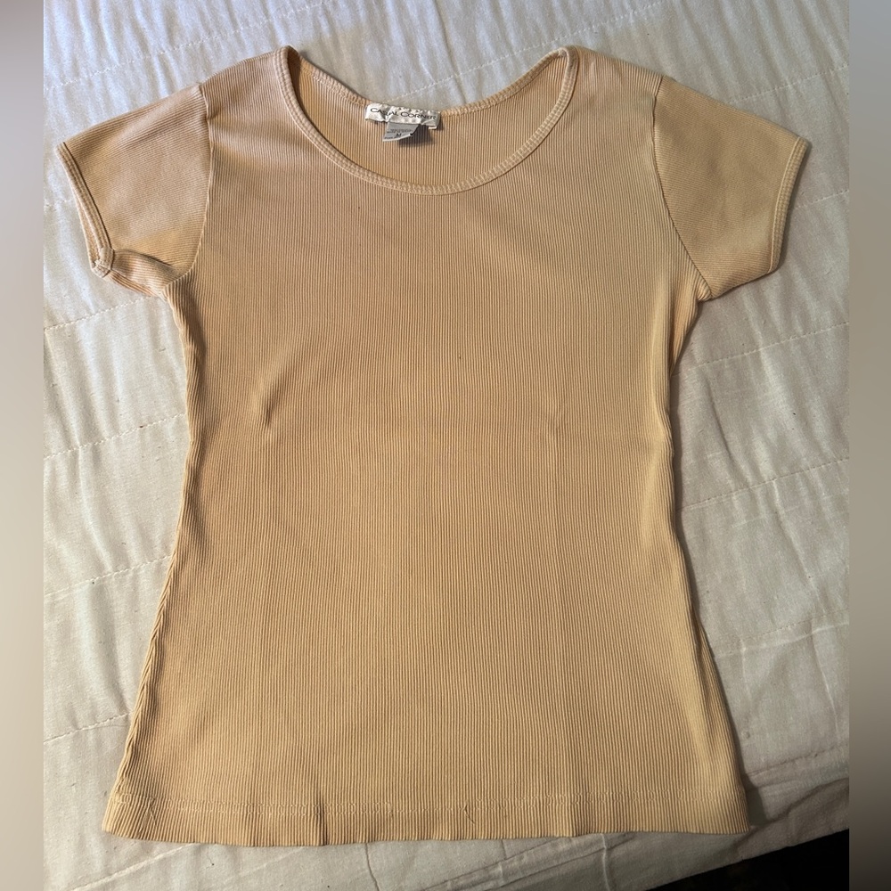 Casual Corner vintage ribbed short-sleeved shirt. Size M.